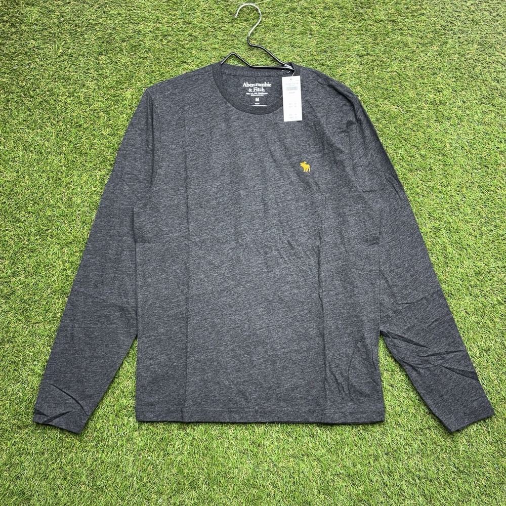 Abercrombie & Fitch Shirt Mens Medium Soft A&F Long Sleeve Crew Neck Grey NWT